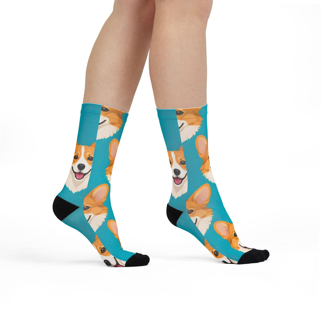 Corgi Face Crew Socks — All-Over Print