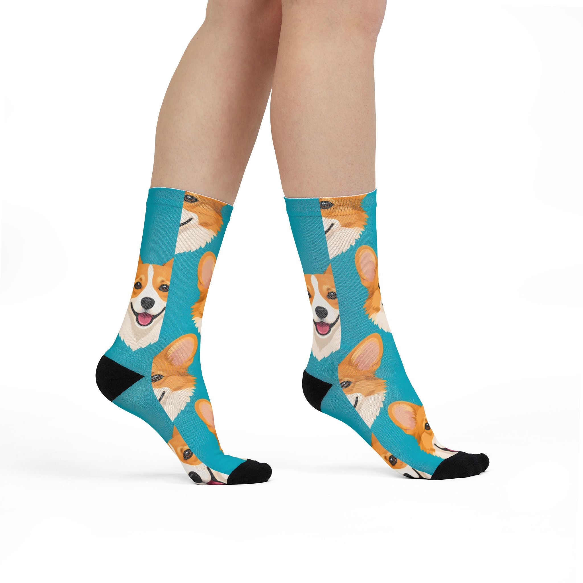 Corgi Face Crew Socks — All-Over Print