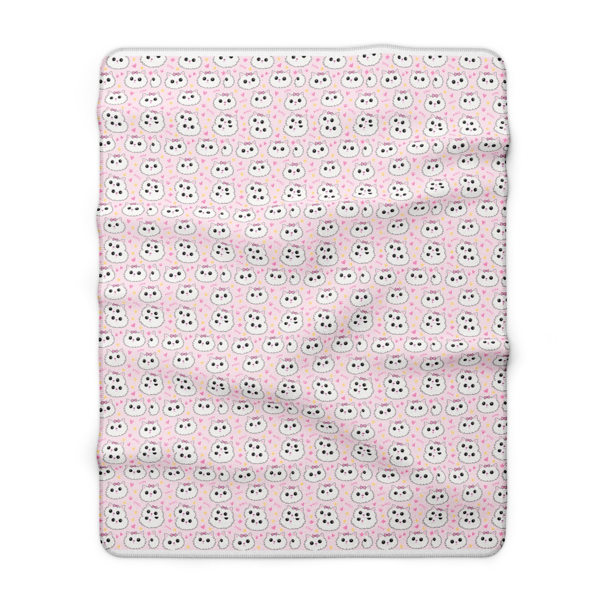 Meowu Face Sherpa Fleece Blanket product mockup view 3