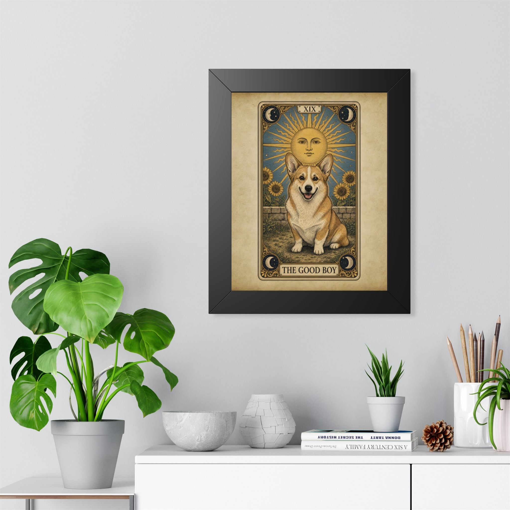 XIX — The Good Boy | Corgi Tarot Framed Poster