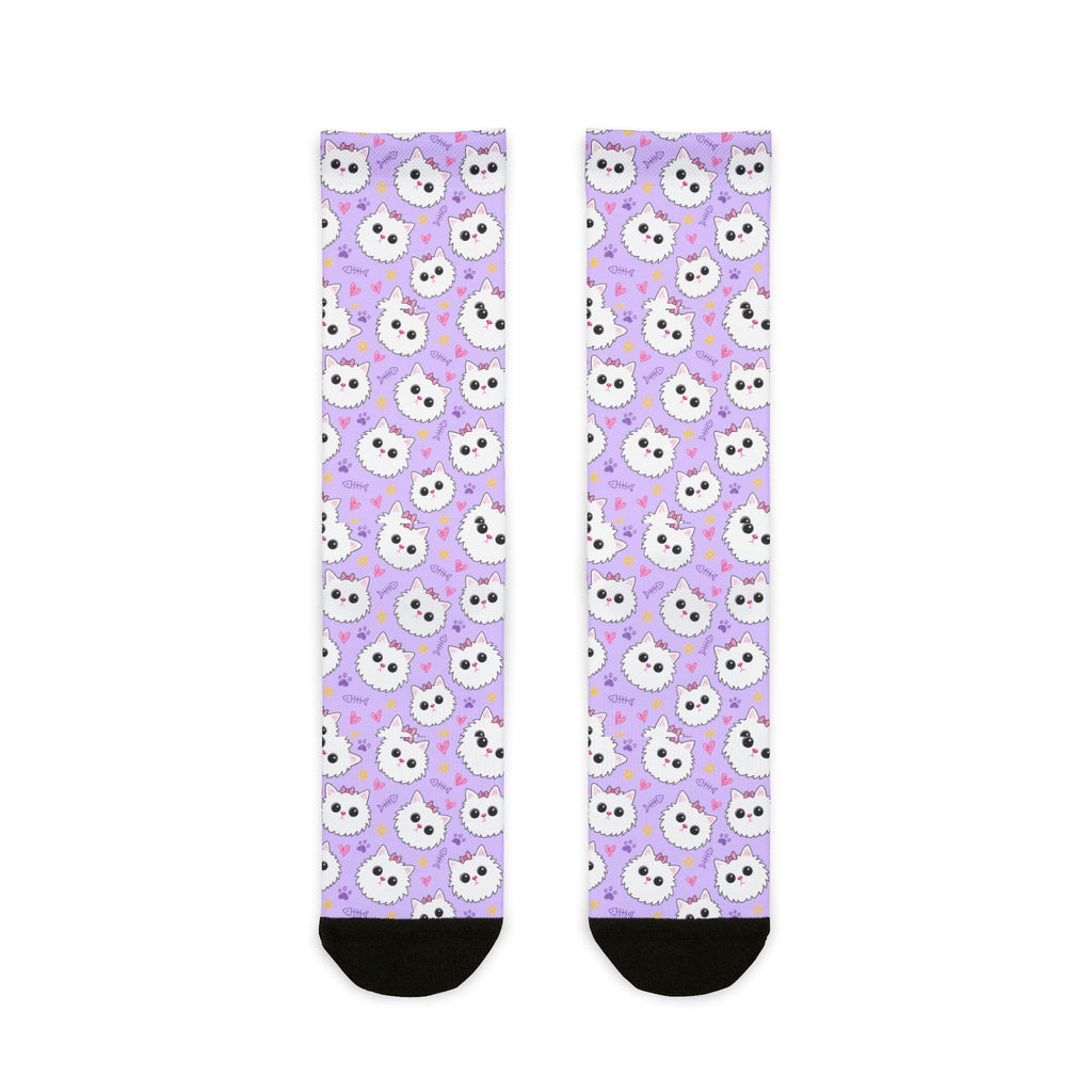 Meowu Face Crew Socks — All-Over Print product mockup view 1