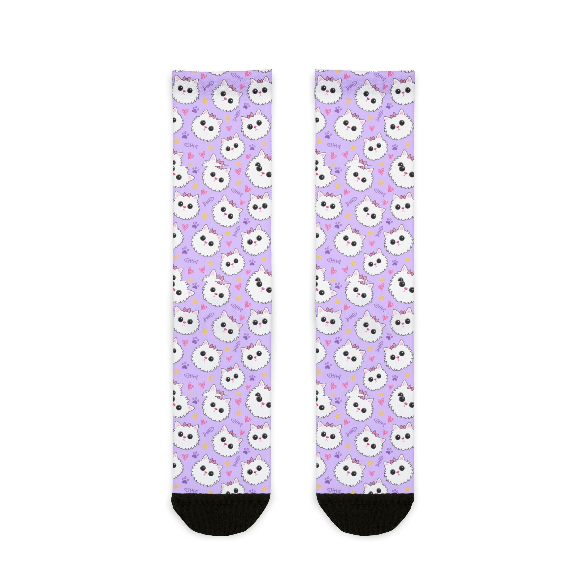 Meowu Face Crew Socks — All-Over Print product mockup view 1