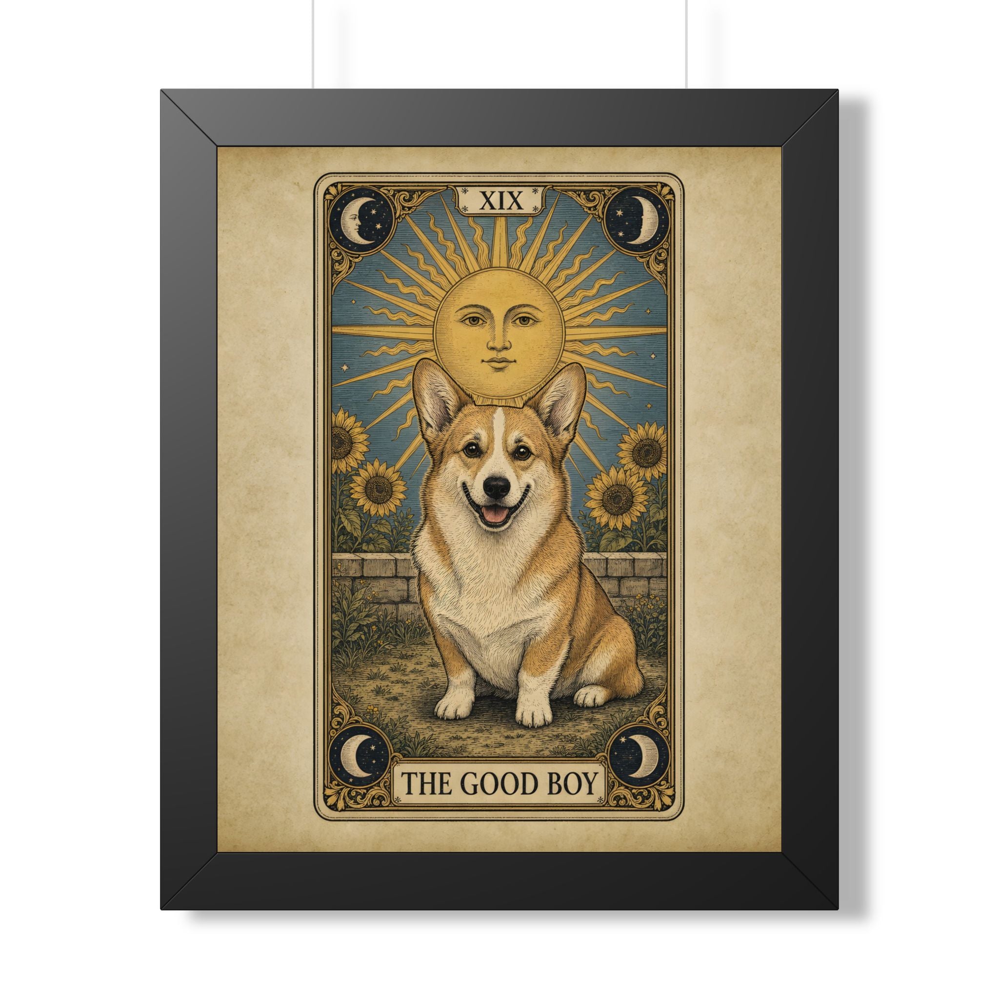 XIX — The Good Boy | Corgi Tarot Framed Poster