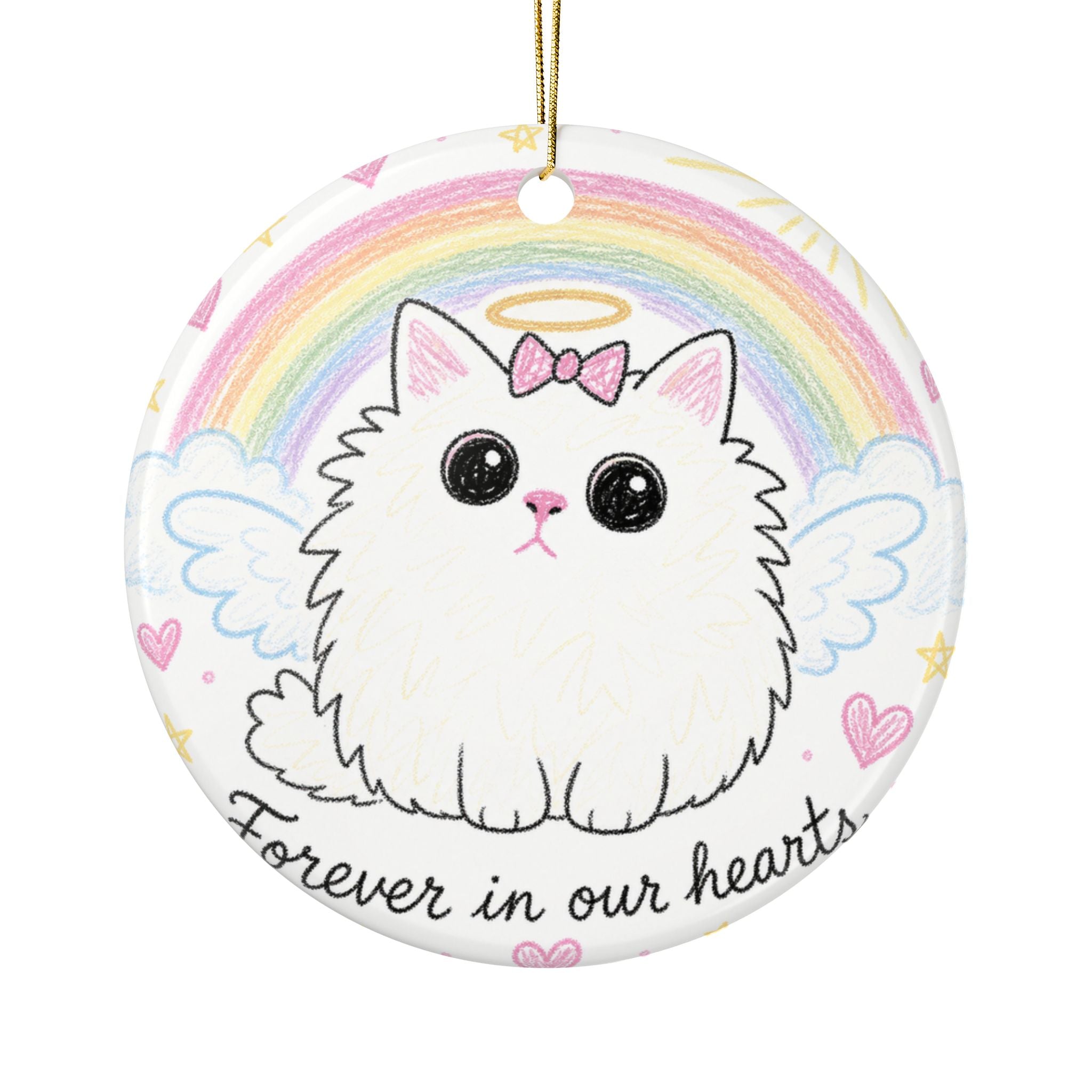 Forever in Our Hearts — Meowu Memorial Watercolor Ornament product mockup view 1