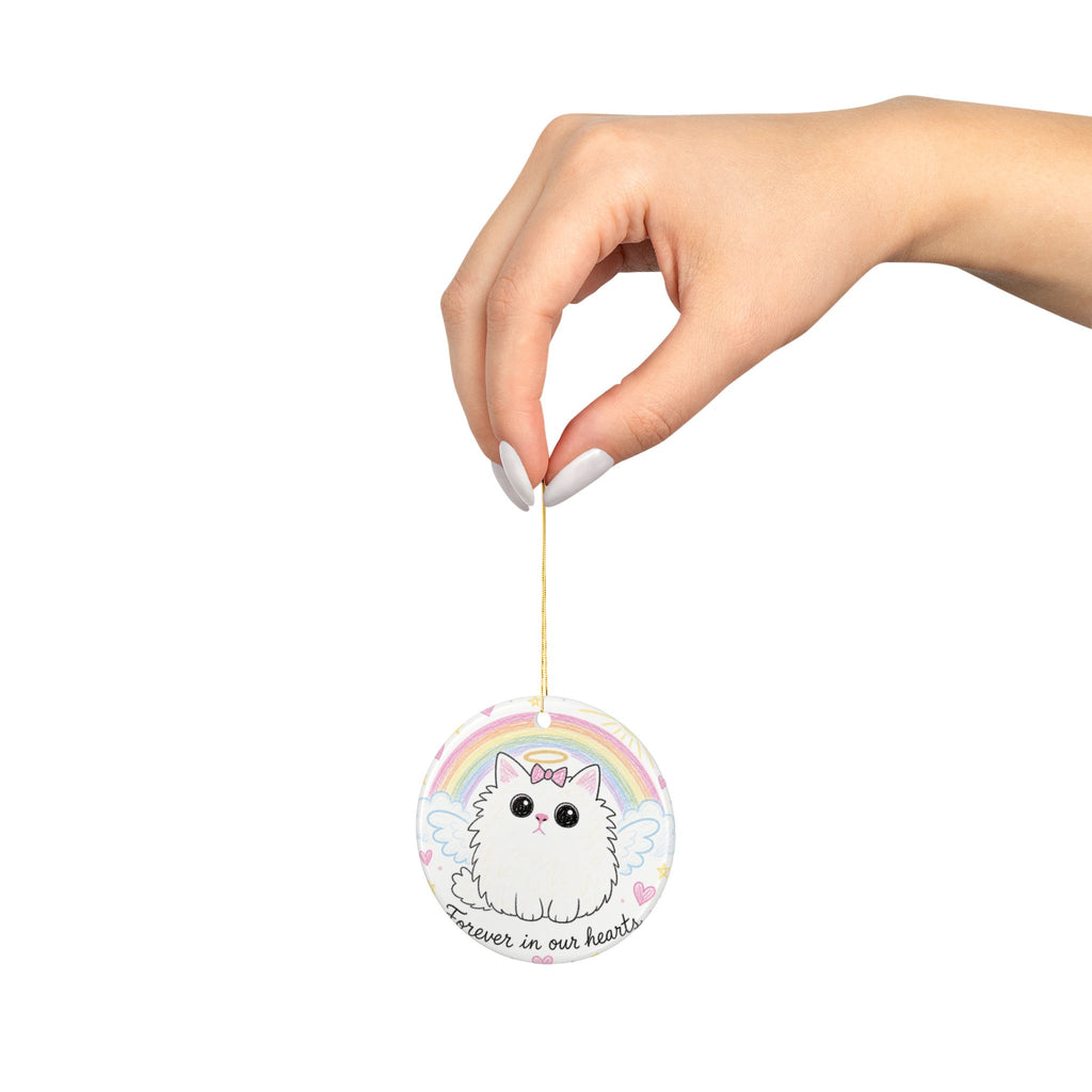 Forever in Our Hearts — Meowu Memorial Watercolor Ornament product mockup view 2