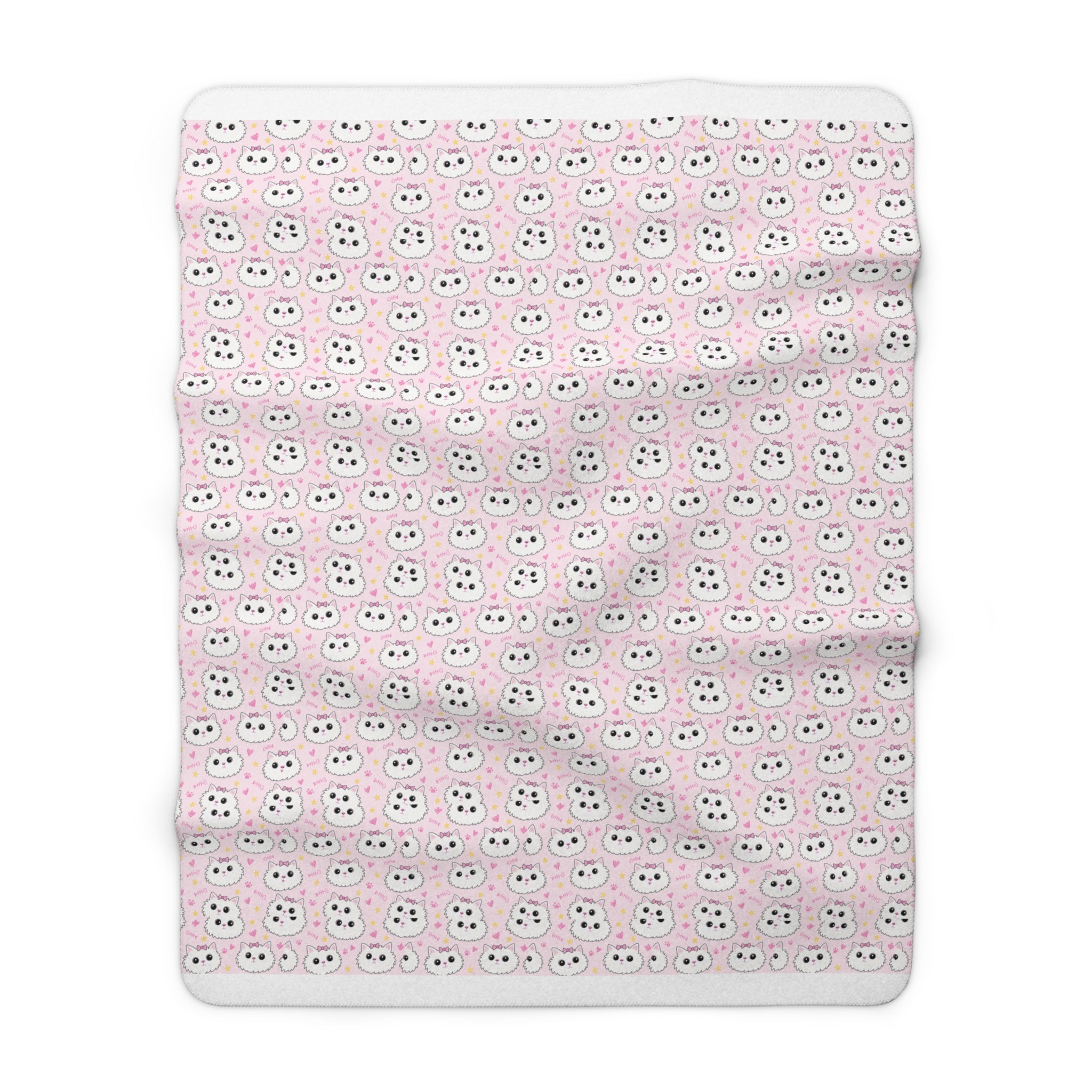 Meowu Face Sherpa Fleece Blanket product mockup view 2