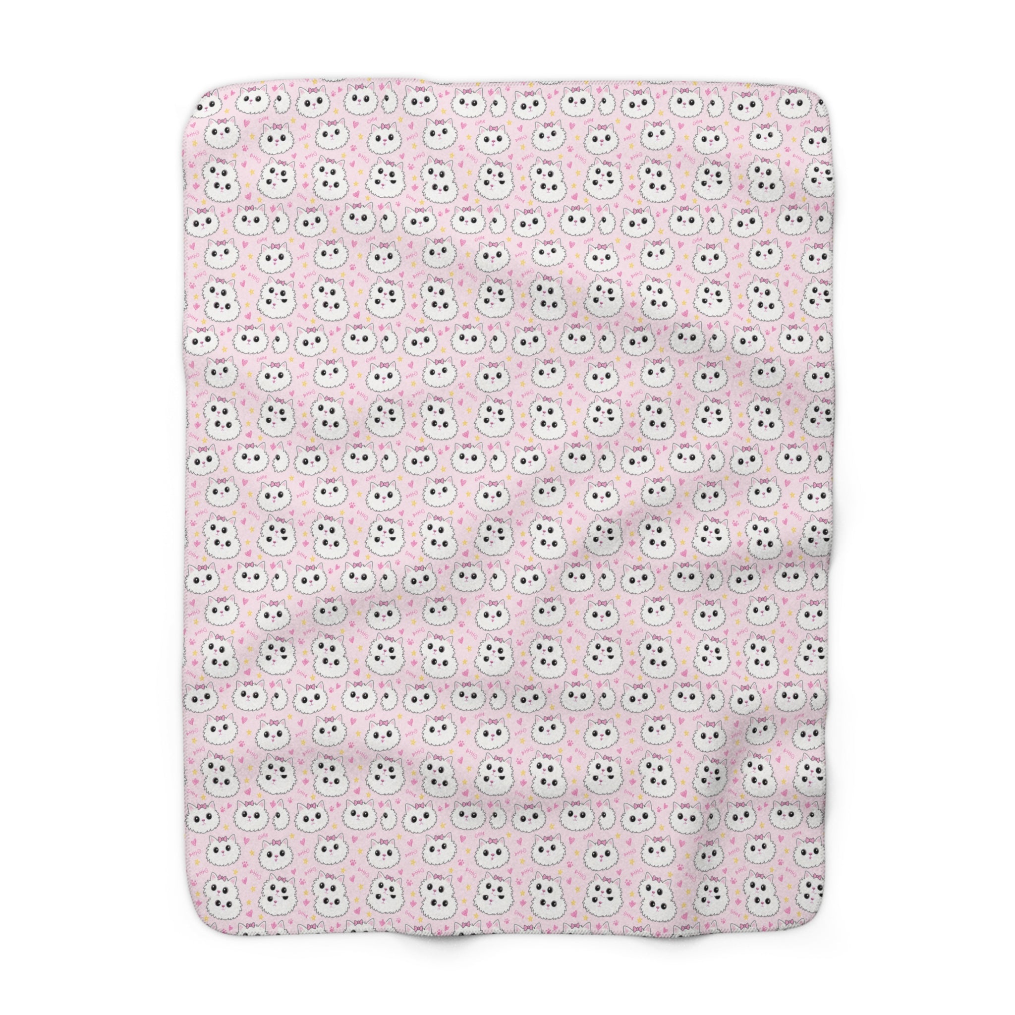 Meowu Face Sherpa Fleece Blanket product mockup view 1