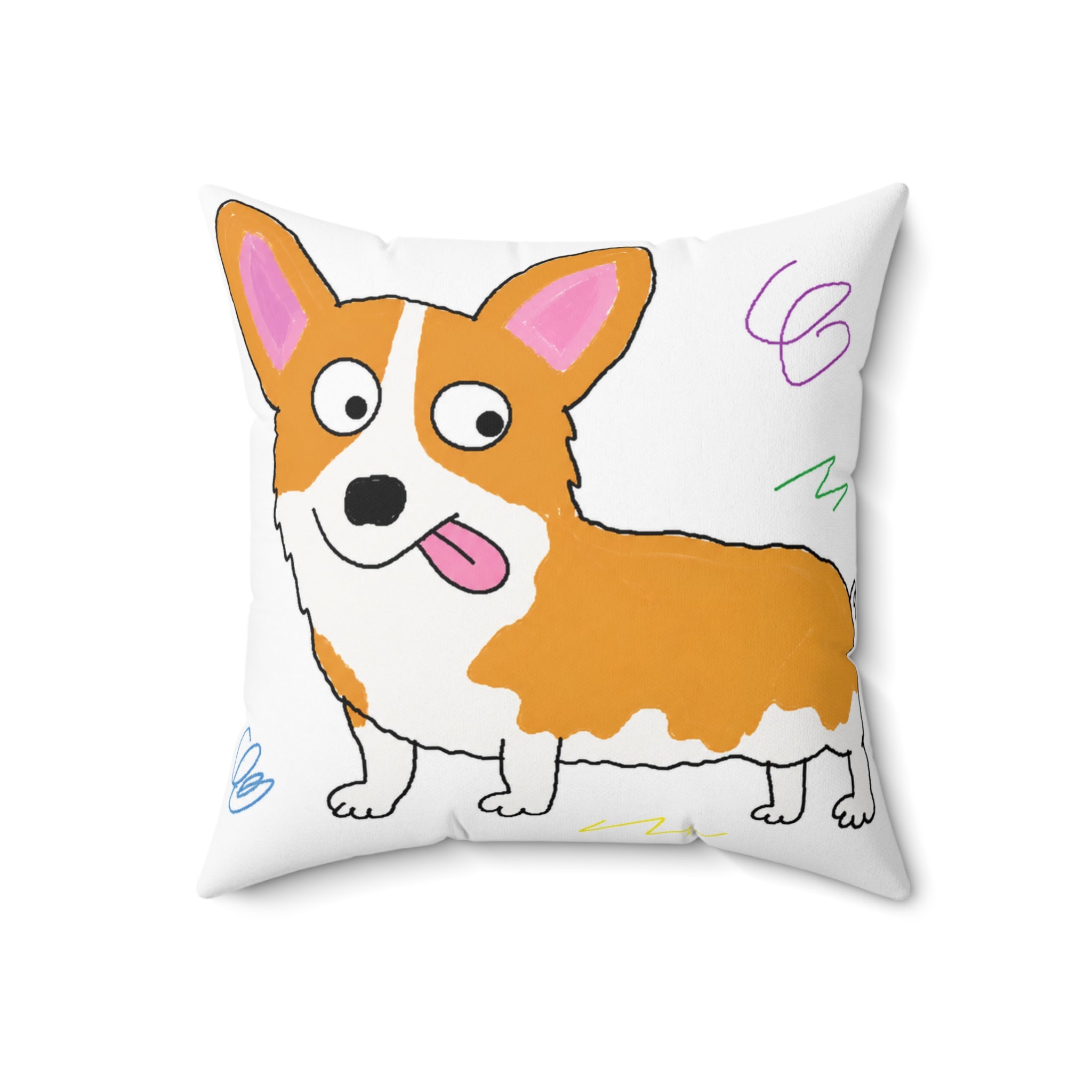 BUDDY'S PILLOW — Badly Drawn Corgi Throw Pillow product mockup view 3