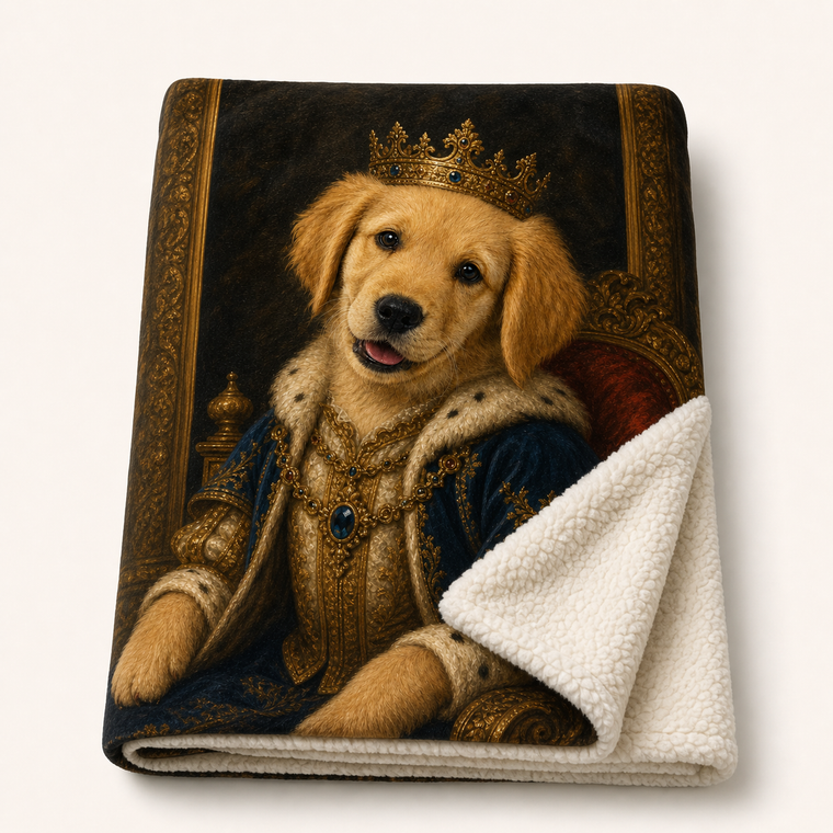Custom Pet Portrait Sherpa Fleece Blanket