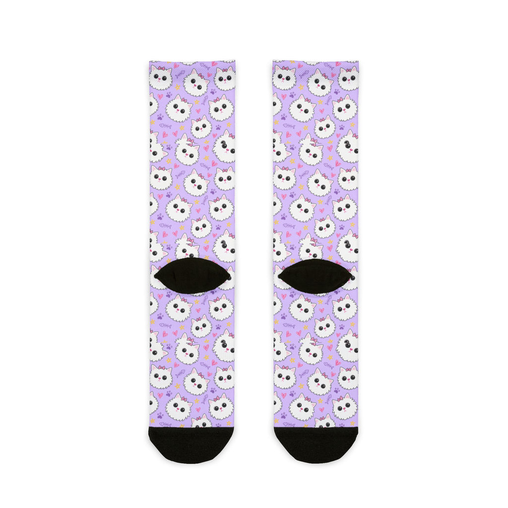 Meowu Face Crew Socks — All-Over Print product mockup view 2