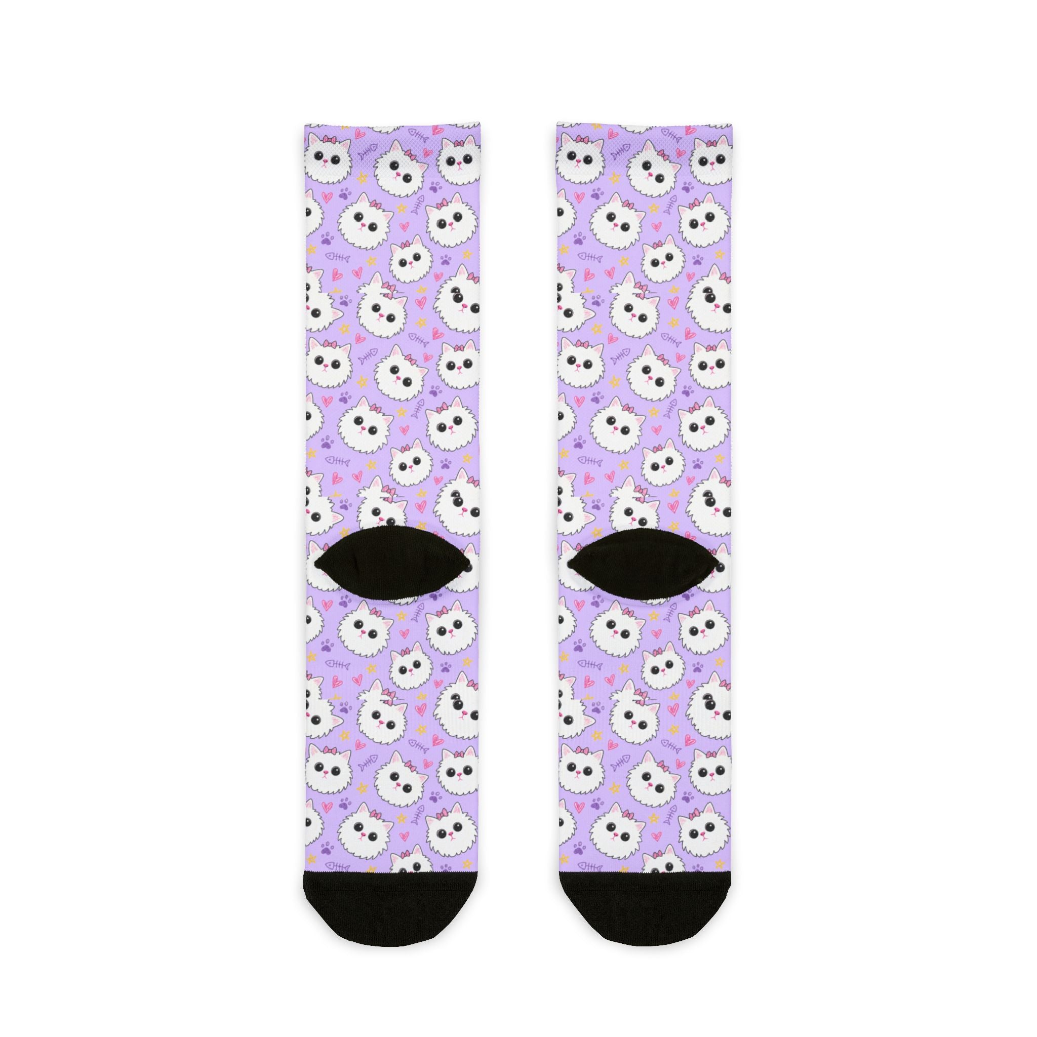 Meowu Face Crew Socks — All-Over Print product mockup view 2