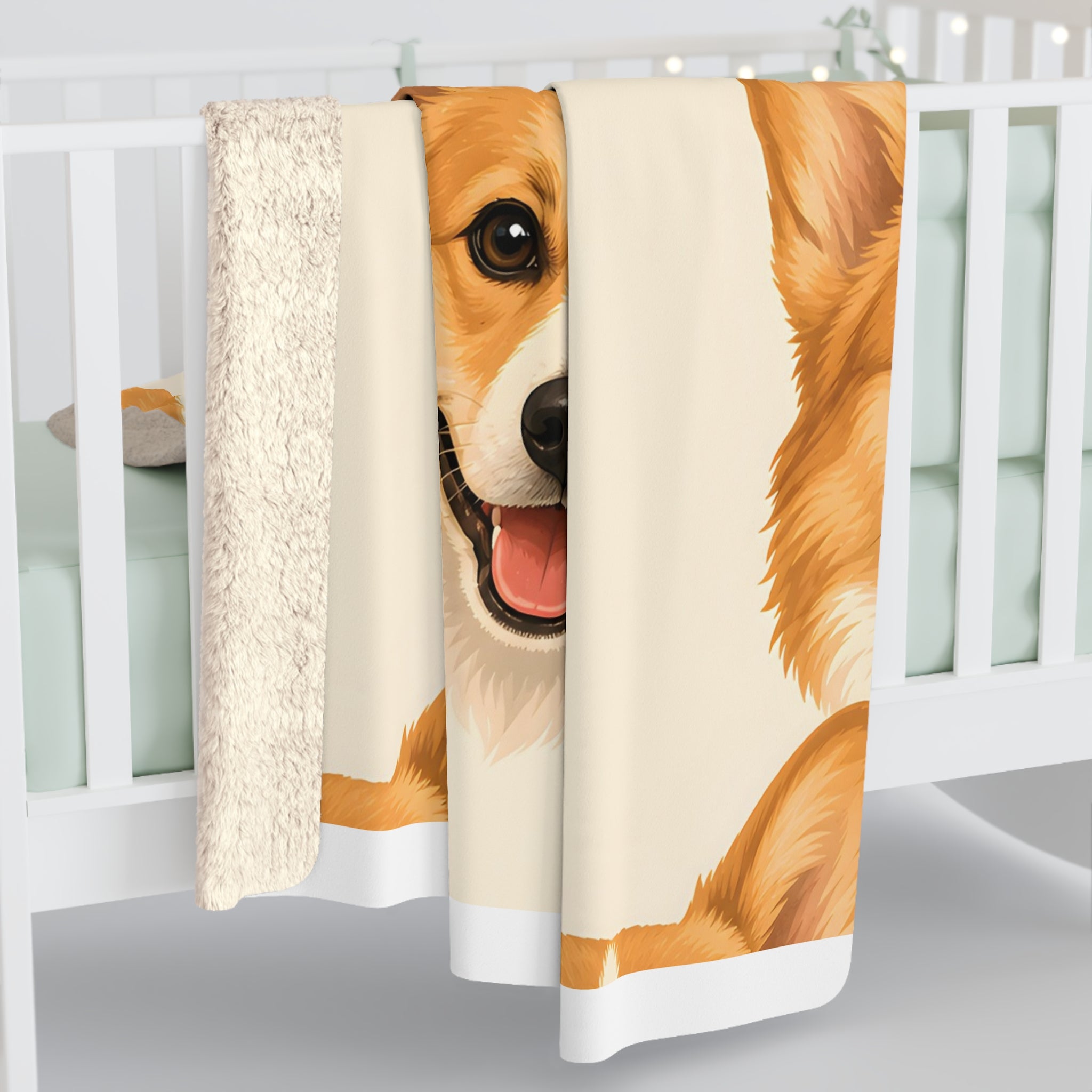 Corgi Face Sherpa Fleece Blanket