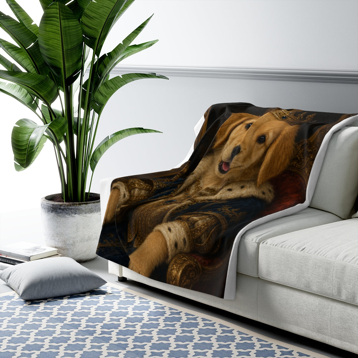 Custom pet portrait sherpa fleece blanket