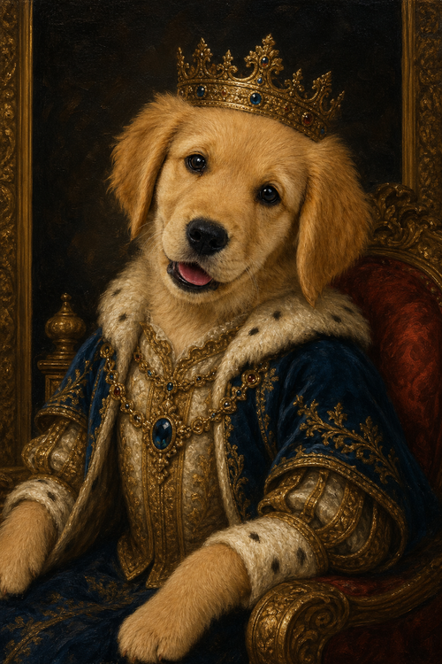 Custom pet portrait - Royal Regal Portrait style on Framed Print