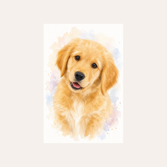 Throw Pillow mockup - Watercolor pet portrait