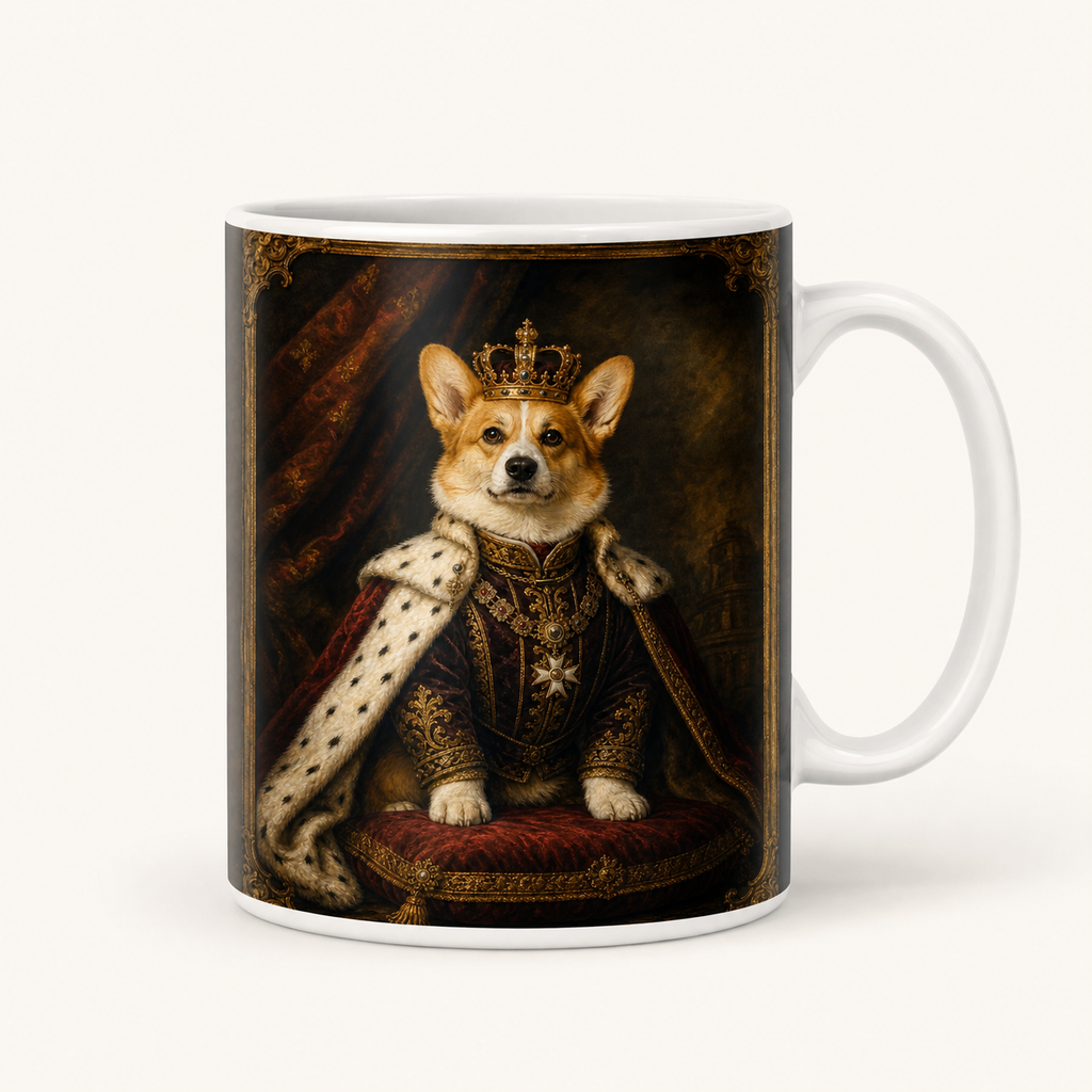 PAWSONALITY_STYLE_PRODUCT_PREVIEW_V1 | Royal Regal Portrait | Ceramic Mug
