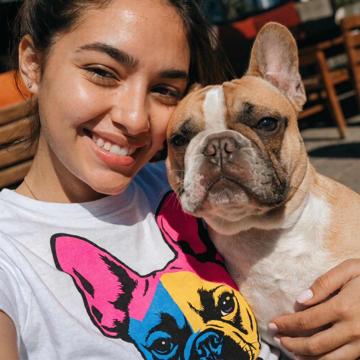 Illustrative example of a custom Pop Art pet portrait t-shirt