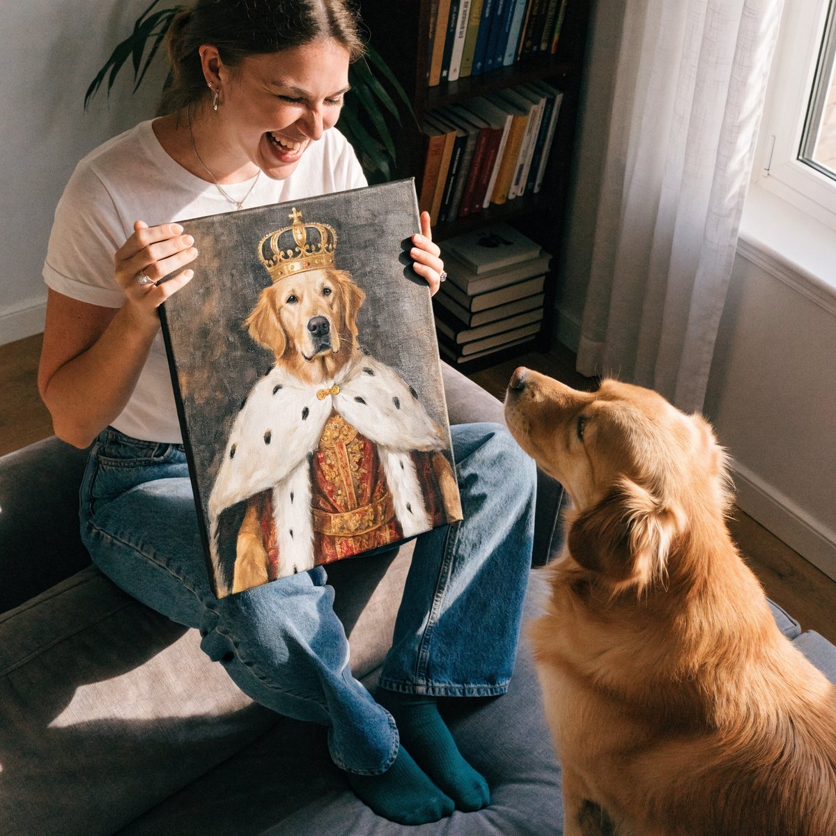 Illustrative example of a custom Royal pet portrait canvas