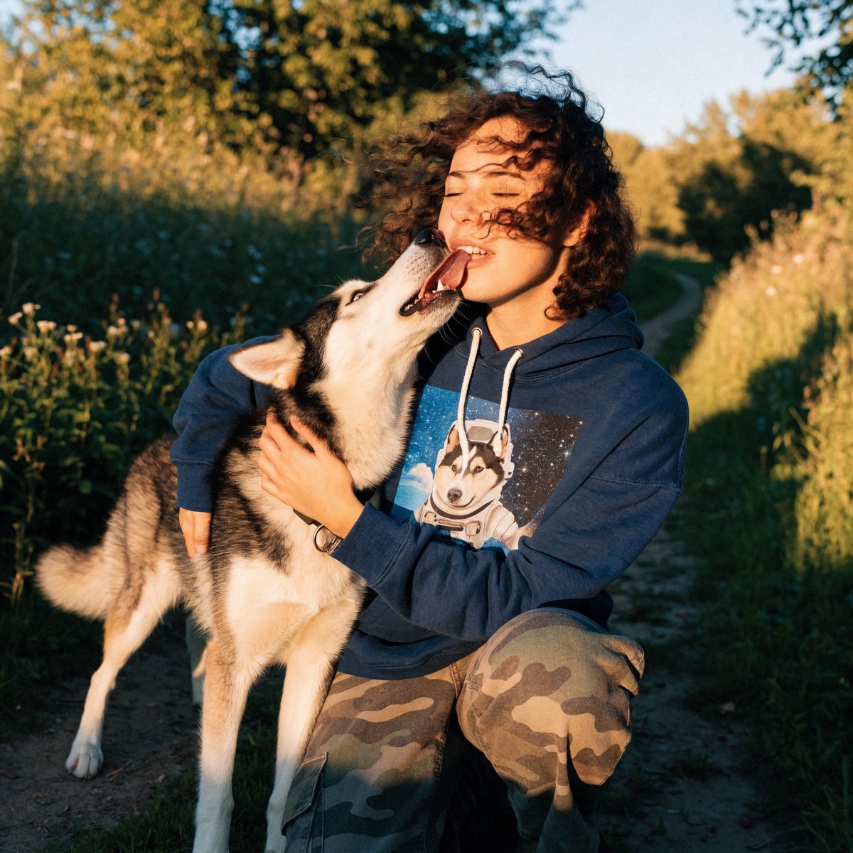 Illustrative example of a custom Astronaut pet portrait hoodie
